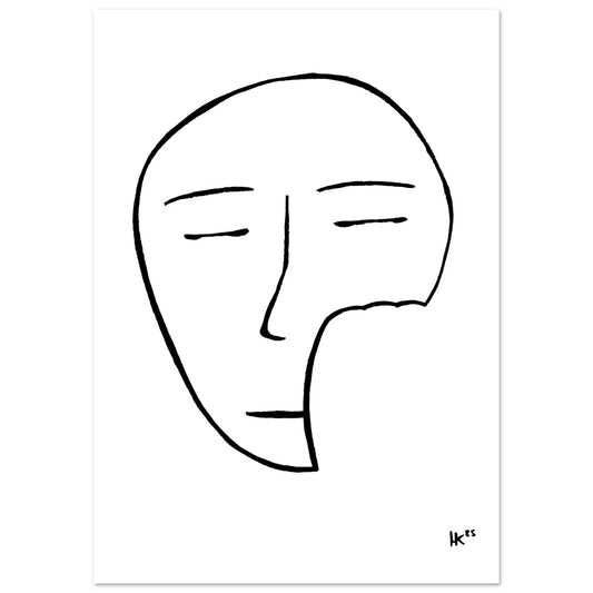 Abstract line drawing of a face on a white background
